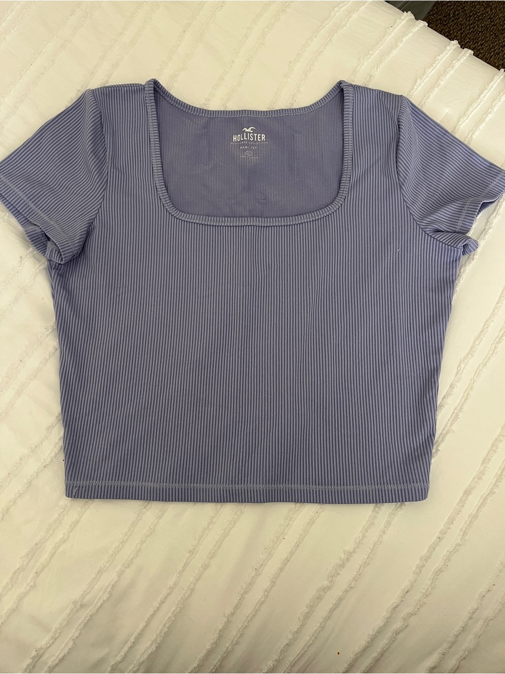 Hollister Lilac Ribbed Square-Neck Crop Tee